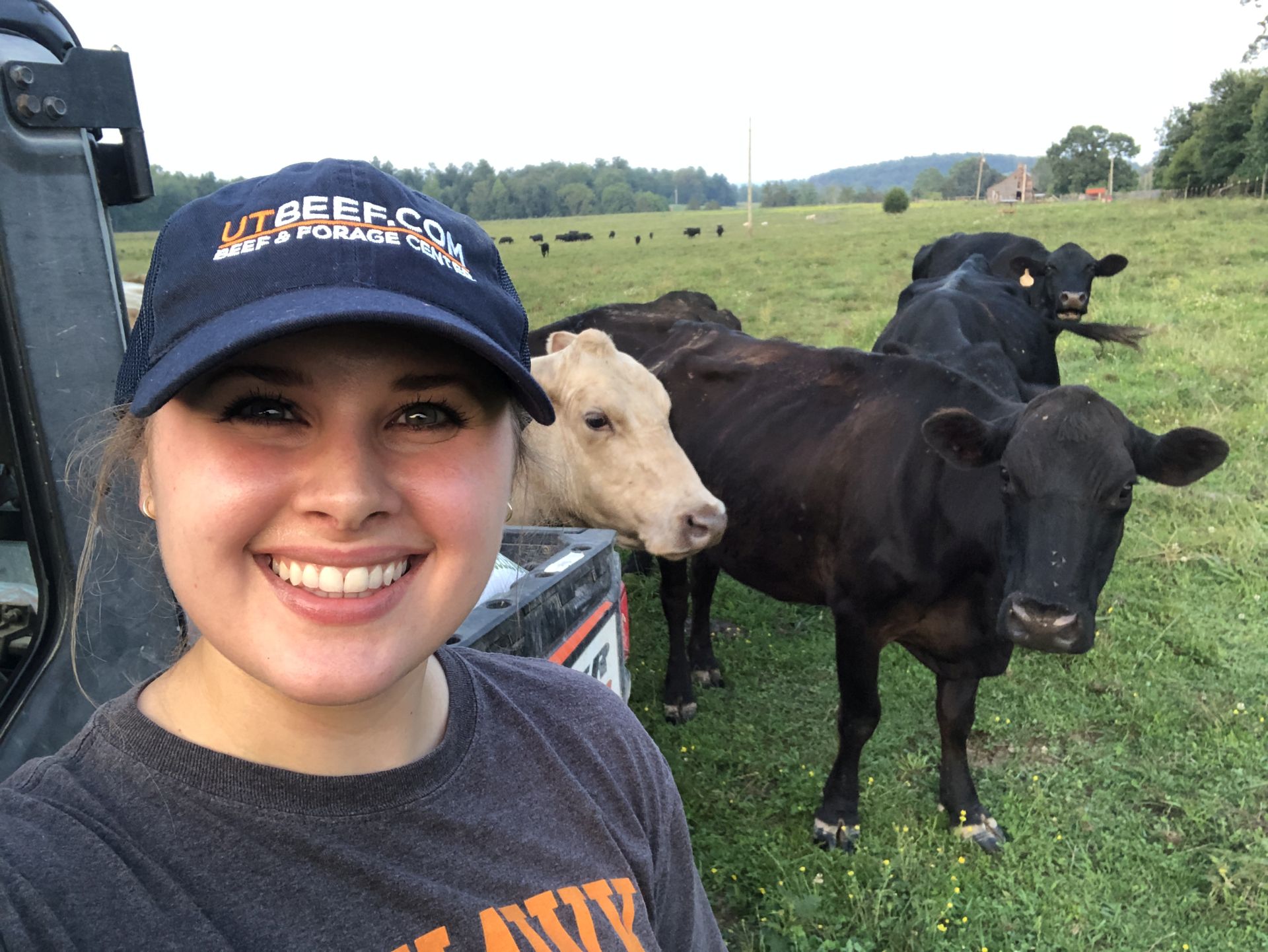 Student selfie break from taking fly images in a Tennessee pasture